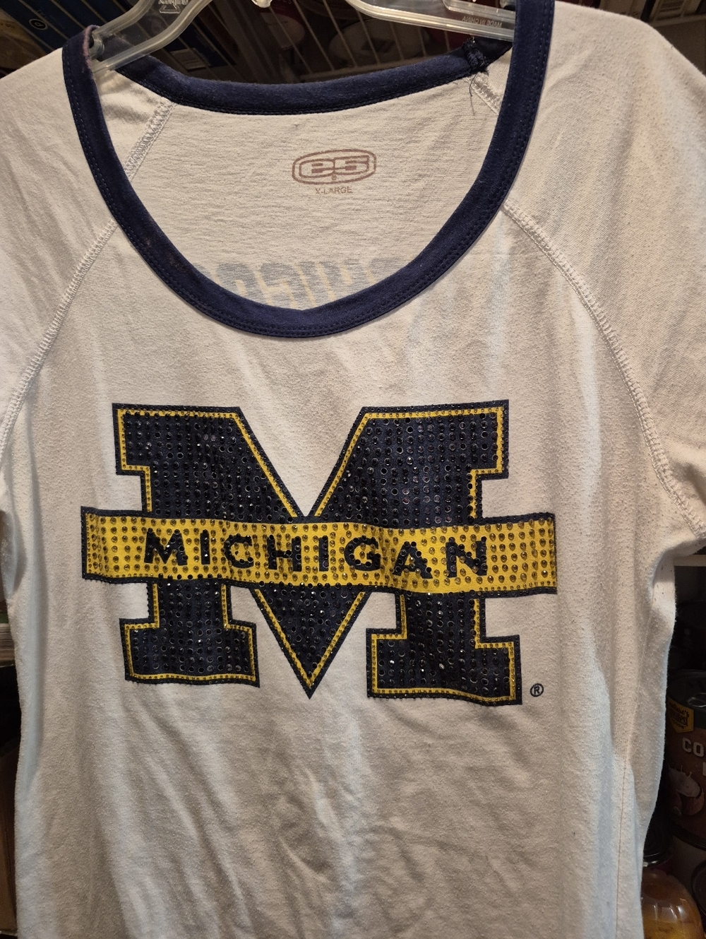 University Of Michigan Logo Rhinestone Tee